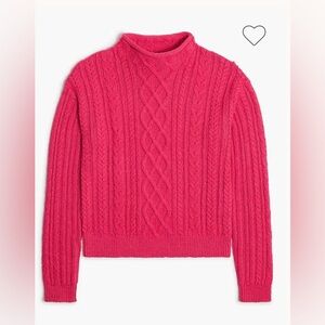 J.Crew Factory Mockneck Cable-Knit Sweater – Size Medium | Raspberry Sorbet Pink